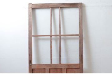 アンティーク建具　素朴で味わいのある古い木味が魅力のガラス戸1枚(引き戸、建具)(R-080642)