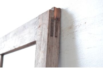 アンティーク建具　素朴で味わいのある古い木味が魅力のガラス戸1枚(引き戸、建具)(R-080642)