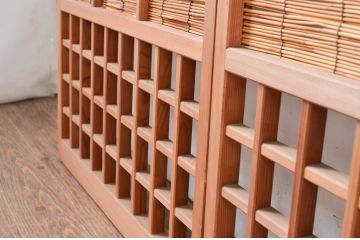 アンティーク建具　涼しげな和の空間を演出する幅狭夏戸4枚セット(引き戸、簾戸、簀戸、葭戸、すど、夏障子)(R-080643)