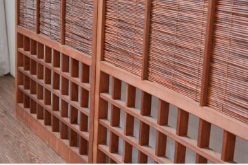アンティーク建具　涼しげな和の空間を演出する幅狭夏戸4枚セット(引き戸、簾戸、簀戸、葭戸、すど、夏障子)(R-080643)