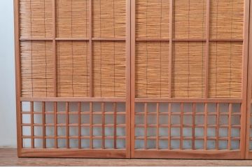 アンティーク建具　涼しげな和の空間を演出する幅狭夏戸4枚セット(引き戸、簾戸、簀戸、葭戸、すど、夏障子)(R-080644)