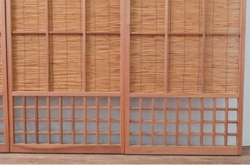 アンティーク建具　涼しげな和の空間を演出する幅狭夏戸4枚セット(引き戸、簾戸、簀戸、葭戸、すど、夏障子)(R-080644)