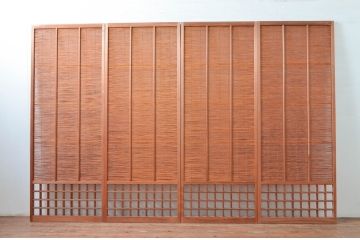 アンティーク建具　涼しげな和の空間を演出する幅狭夏戸4枚セット(引き戸、簾戸、簀戸、葭戸、すど、夏障子)(R-080644)