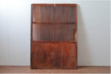 和製アンティーク　明治から大正期　細やかな縦格子の趣ある蔵戸1枚　(R-080645)