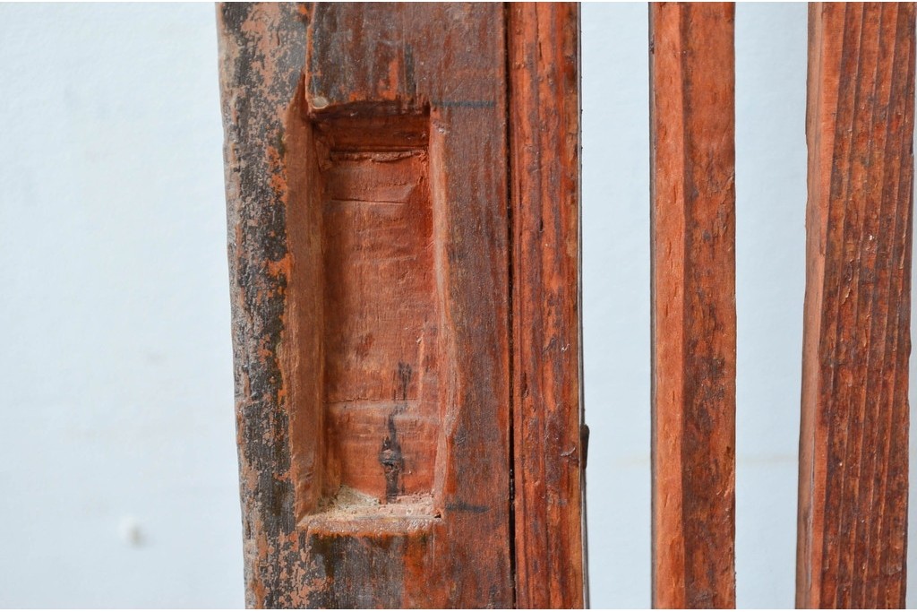 和製アンティーク　明治から大正期　細やかな縦格子の趣ある蔵戸1枚　(R-080645)