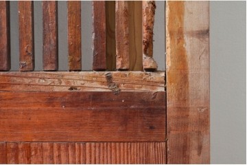 和製アンティーク　明治から大正期　細やかな縦格子の趣ある蔵戸1枚　(R-080645)