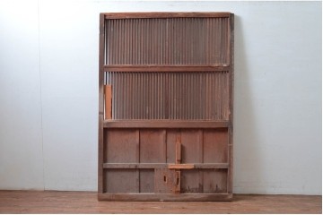 和製アンティーク　明治から大正期　細やかな縦格子の趣ある蔵戸1枚　(R-080645)