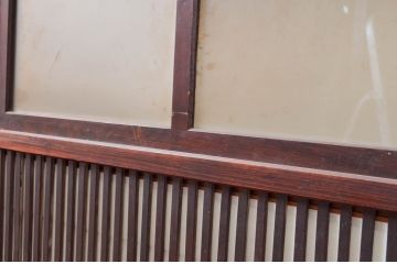 アンティーク建具　上手物!!　和の風情が感じられる裏障子付きの幅狭格子戸4枚セット(障子戸、引き戸)(R-080646)