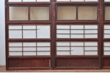 アンティーク建具　上手物!!　和の風情が感じられる裏障子付きの幅狭格子戸4枚セット(障子戸、引き戸)(R-080646)