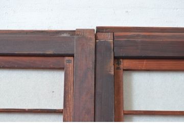 アンティーク建具　上手物!!　和の風情が感じられる裏障子付きの幅狭格子戸4枚セット(障子戸、引き戸)(R-080646)