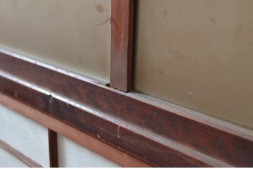 アンティーク建具　上手物!!　和の風情が感じられる裏障子付きの幅狭格子戸4枚セット(障子戸、引き戸)(R-080646)