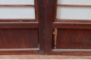 アンティーク建具　上手物!!　和の風情が感じられる裏障子付きの幅狭格子戸4枚セット(障子戸、引き戸)(R-080646)