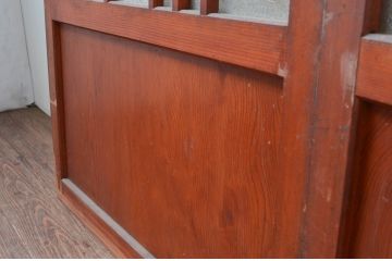 アンティーク建具　ダイヤガラス入り　木の温もり感じられるガラス戸3枚セット(引き戸、建具)(R-080648)