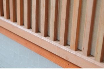 アンティーク建具　裏障子付き　和風の空間づくりにおすすめな格子戸2枚セット(ガラス帯戸、引き戸、建具)(R-080650)
