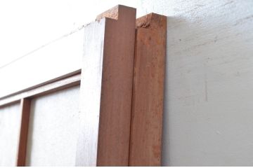 アンティーク建具　裏障子付き　和風の空間づくりにおすすめな格子戸2枚セット(ガラス帯戸、引き戸、建具)(R-080650)