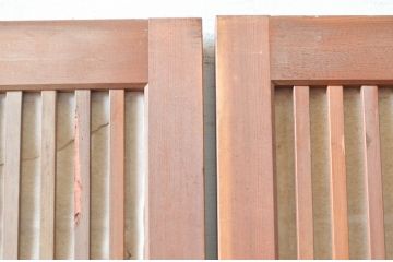 アンティーク建具　裏障子付き　和風の空間づくりにおすすめな格子戸3枚セット(ガラス帯戸、引き戸、建具)(R-080651)