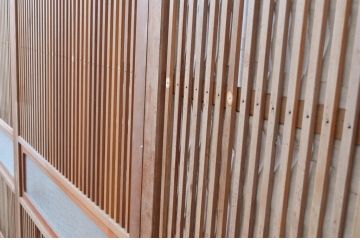 アンティーク建具　裏障子付き　和風の空間づくりにおすすめな格子戸3枚セット(ガラス帯戸、引き戸、建具)(R-080651)