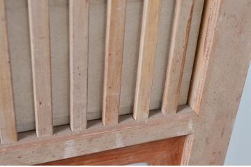 アンティーク建具　裏障子付き　和風の空間づくりにおすすめな格子戸3枚セット(ガラス帯戸、引き戸、建具)(R-080651)