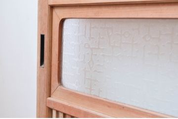 アンティーク建具　裏障子付き　和風の空間づくりにおすすめな格子戸3枚セット(ガラス帯戸、引き戸、建具)(R-080651)