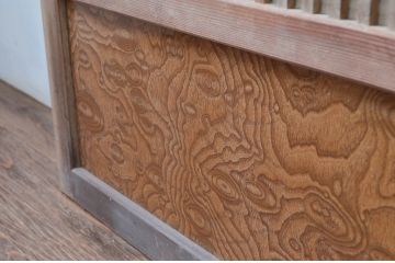 アンティーク建具　裏障子付き　和風の空間づくりにおすすめな格子戸3枚セット(ガラス帯戸、引き戸、建具)(R-080651)