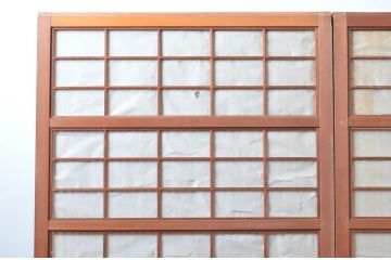 アンティーク建具　裏障子付き　和風の空間づくりにおすすめな格子戸3枚セット(ガラス帯戸、引き戸、建具)(R-080651)