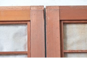 アンティーク建具　裏障子付き　和風の空間づくりにおすすめな格子戸3枚セット(ガラス帯戸、引き戸、建具)(R-080651)