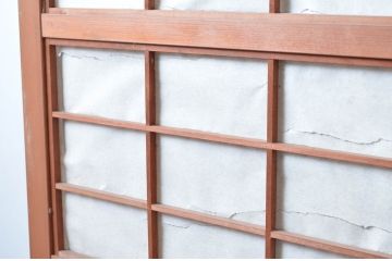 アンティーク建具　裏障子付き　和風の空間づくりにおすすめな格子戸3枚セット(ガラス帯戸、引き戸、建具)(R-080651)