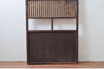 アンティーク建具　和の風情が感じられる裏障子付きの格子戸1枚(障子戸、引き戸)(R-080652)