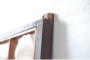 アンティーク建具　和の風情が感じられる裏障子付きの格子戸1枚(障子戸、引き戸)(R-080652)