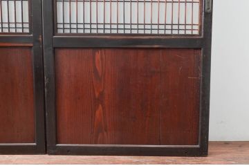 アンティーク建具　和の風情あふれるガラス入り格子帯戸3枚セット(板戸、引き戸、ガラス帯戸)(R-080654)
