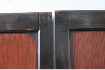 アンティーク建具　和の風情あふれるガラス入り格子帯戸3枚セット(板戸、引き戸、ガラス帯戸)(R-080654)