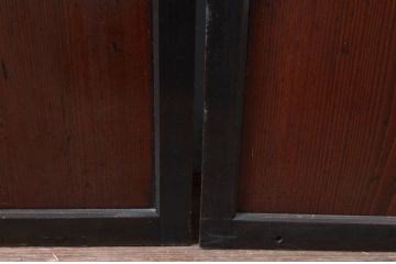 アンティーク建具　和の風情あふれるガラス入り格子帯戸3枚セット(板戸、引き戸、ガラス帯戸)(R-080654)