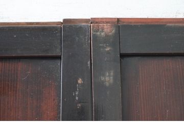 アンティーク建具　和の風情あふれるガラス入り格子帯戸3枚セット(板戸、引き戸、ガラス帯戸)(R-080654)