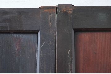 アンティーク建具　古民家インテリアにおすすめなガラス帯戸2枚セット(引き戸、板戸)(R-080655)