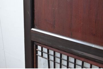 アンティーク建具　古民家インテリアにおすすめなガラス帯戸2枚セット(引き戸、板戸)(R-080655)