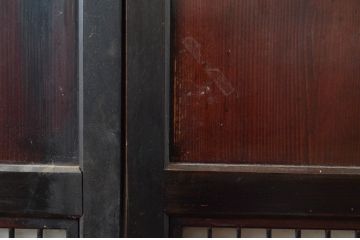 アンティーク建具　古民家インテリアにおすすめなガラス帯戸2枚セット(引き戸、板戸)(R-080655)