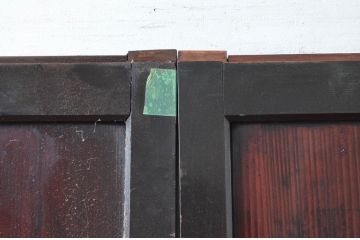 アンティーク建具　古民家インテリアにおすすめなガラス帯戸2枚セット(引き戸、板戸)(R-080655)