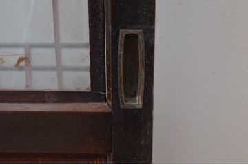 アンティーク建具　古民家インテリアにおすすめなガラス帯戸2枚セット(引き戸、板戸)(R-080655)