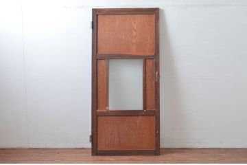アンティーク建具　シンプルなデザインのナラ材フレームが目を惹かれるレトロなドア1枚(扉、木製扉)(R-080657)