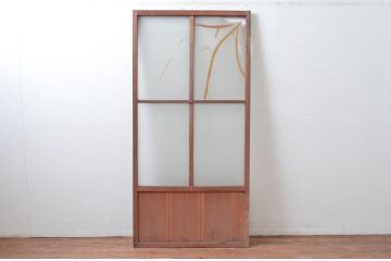 アンティーク建具　使い込まれた風合いが味わい深いガラス戸1枚(引き戸)(R-080658)