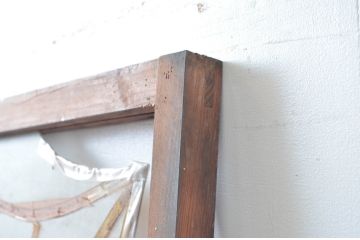 アンティーク建具　使い込まれた風合いが味わい深いガラス戸1枚(引き戸)(R-080658)