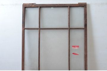 アンティーク建具　経年を感じさせる木味が魅力的なガラス戸1枚(引き戸、建具)(R-080659)