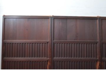 アンティーク建具　上質な和の空間を演出する無双戸4枚セット(無双帯戸、引き戸、格子戸、板戸、帯戸)(R-080660)