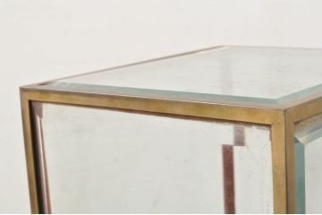 フランスアンティーク　真鍮(しんちゅう)フレームのシンプルな卓上ガラスケース(ショーケース、ディスプレイケース、コレクションケース、キャビネット、飾り棚、陳列棚、店舗什器)(R-080662)