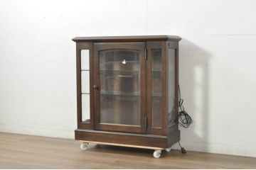中古　希少な廃番品!!　えぞ民芸　ナラ材　さりげなく空間になじむシンプルで小ぶりな飾り棚(収納棚、戸棚、サイドキャビネット、リビングボード、引き出し)(R-080663)