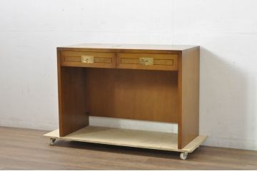 中古　カリモク家具(karimoku)　domani(ドマーニ)　Morganton(モーガントン)　希少なライトコニャック色　直線的でシンプルなデザインが取り入れやすいデスク(平机、在宅ワーク、在宅用ワークデスク、サイドボード)(定価約18万円)(R-080666)
