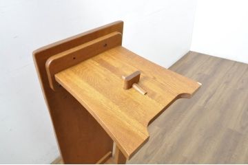 中古　希少な廃番品　飛騨清見工房(HIDA　kiyomi koubou)(大日家具工業)　楢(ナラ)材　無垢　ナラ無垢材がふんだんに使用されたくさびベンチ(長椅子、ダイニングチェア、板座チェア)(定価約8万円)(R-080670)