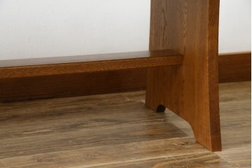 中古　希少な廃番品　飛騨清見工房(HIDA　kiyomi koubou)(大日家具工業)　楢(ナラ)材　無垢　ナラ無垢材がふんだんに使用されたくさびベンチ　定価約8万円相当　(R-080670)