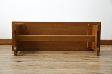 中古　希少な廃番品　飛騨清見工房(HIDA　kiyomi koubou)(大日家具工業)　楢(ナラ)材　無垢　ナラ無垢材がふんだんに使用されたくさびベンチ　定価約8万円相当　(R-080670)