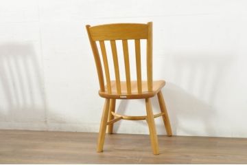 中古　柏木工(カシワ木工、KASHIWA)　楢(ナラ)材　木の温かみある風合いが魅力的なダイニングチェア6脚セット(板座チェア、イス、椅子、バラ売り可能)(R-080674)